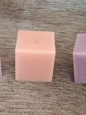 Monochrome candles new, scented lilac and salmon colors