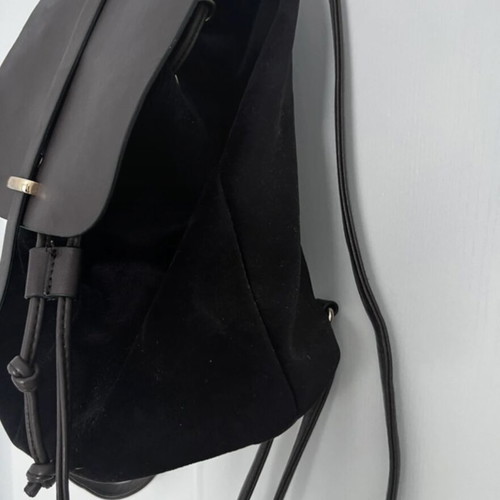Women's backpack dark brown with velvet suede texture