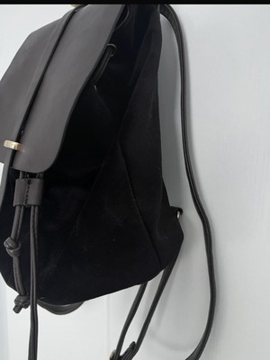 Women's backpack dark brown with velvet suede texture