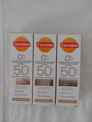 Carroten CC suncare tinted face cream 50ml pack of 3 new