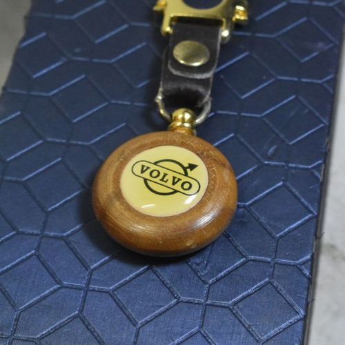 Volvo vintage wooden car keychain used