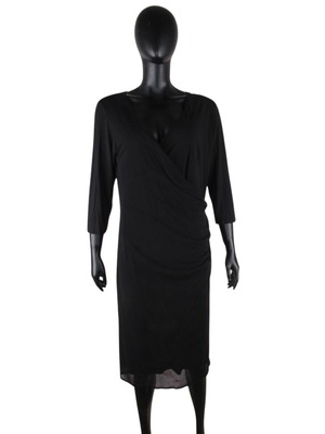 Eva & Claudi dress XL black elastic with embroidery 3/4 sleeve like new