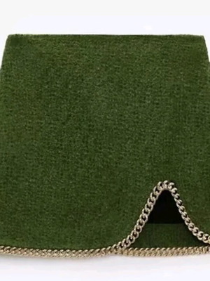 Zara women's mini skirt used, green with gold detail, size S
