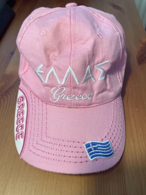Greece cap new, pink and white