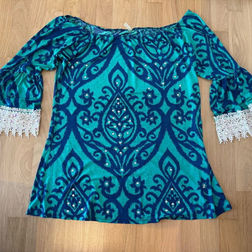 Cezanne dress used with crystals one size blue turquoise