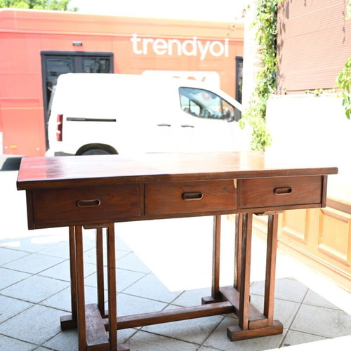 Art Deco entrance furniture used, solid walnut wood, 1950s