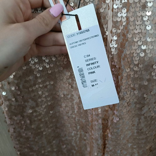 Attrattivo mini dress new, full bead pink/gold size M