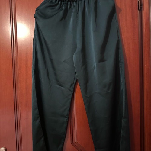 Satin women's pants Melitea Gioielli green like new size S