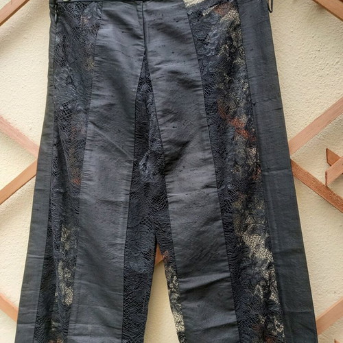 Seventy women's pants black, silk taffeta and lace, like new, XS