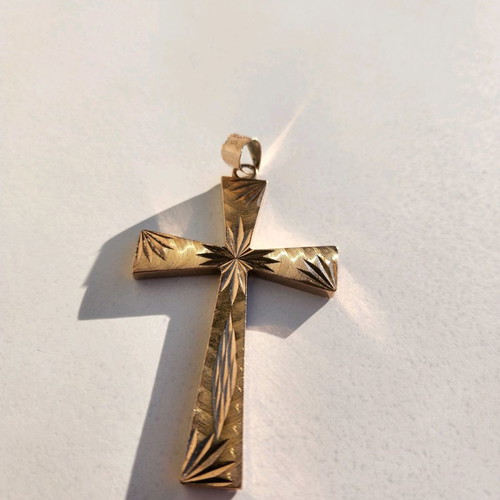 Vintage large cross used, gold 375