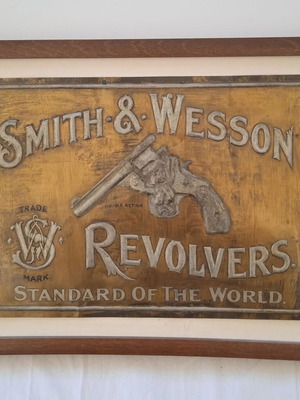 Smith & Wesson Metal Sign used, collectible 1898-1900