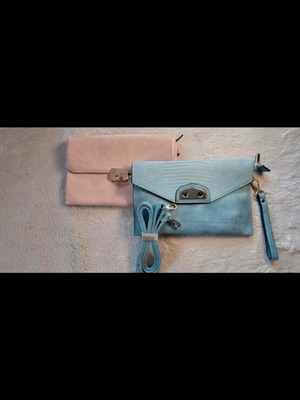 Handbags used, pink and turquoise, set of two, 30x20 cm
