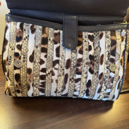 Dolce & Gabbana Animal Print Patchwork Leather Shoulder Bag