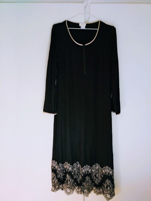 Midi black nightdress Gattina like new, size 42, gold details