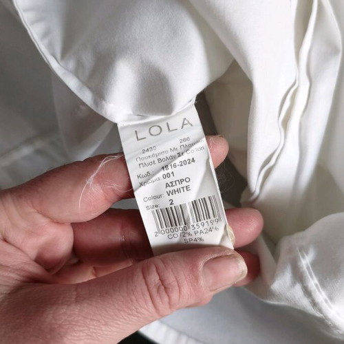 Lola shirt with pleated ruffles like new, white, size M