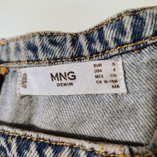 Mango Denim Dress Small, light blue cotton puff sleeves