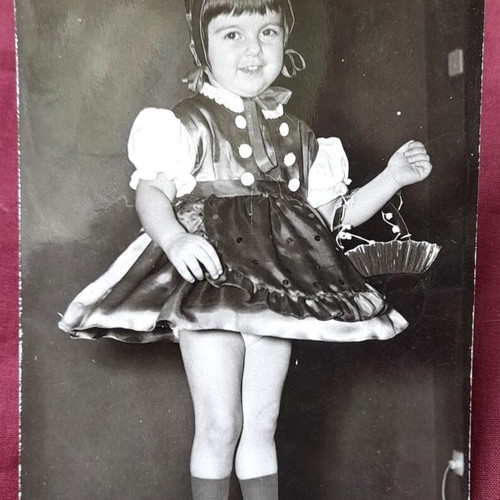 Vintage photo of girl in Little Red Riding Hood costume used