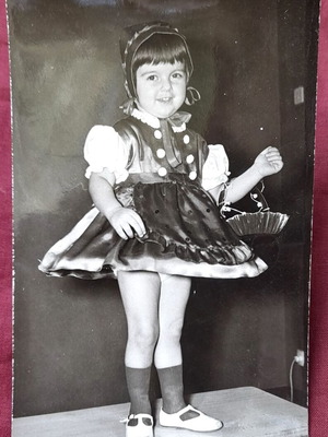 Vintage photo of girl in Little Red Riding Hood costume used