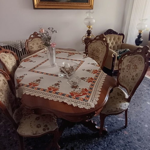 Classic Dining & Living Room Set (Solid Wood / Carved) – Excellent Condition