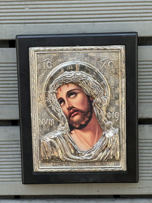 Silver Jesus Christ Icon 925 with 24K Gold, handmade, used