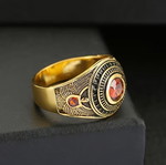 Retro men's ring Hercules red zirconium new