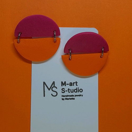 M-art S-tudio earrings new, two-tone orange