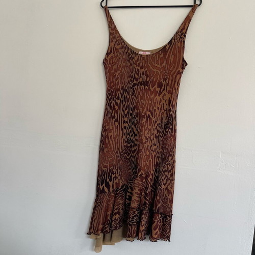 Y2K midi dress leopard print vintage, like new, lined