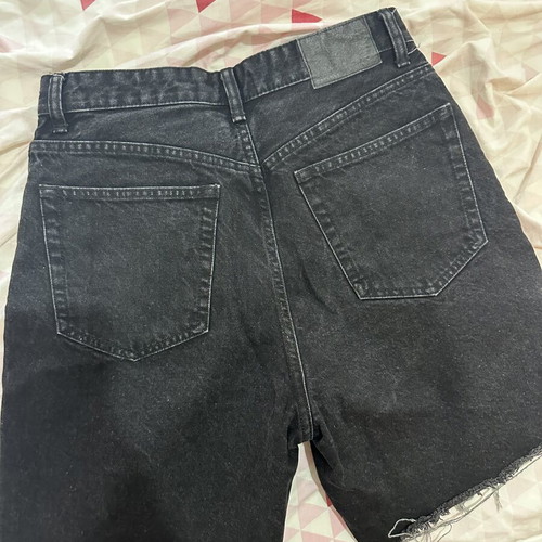 Bershka high-waist black denim shorts, size M