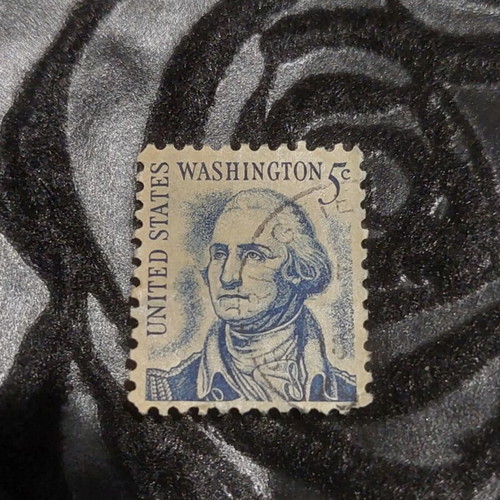 Washington 5 cent blue stamp used, USA 1962-1967