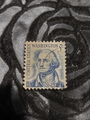 Washington 5 cent blue stamp used, USA 1962-1967