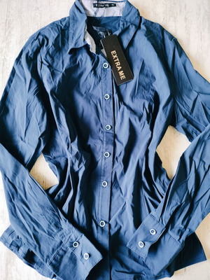 Stylish women's shirt new, 100% cotton, blue, sizes L and XL