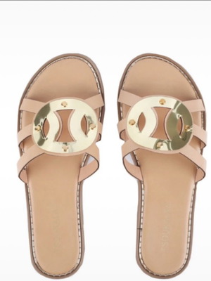 Iris leather sandals like new, beige with gold detail, size 39
