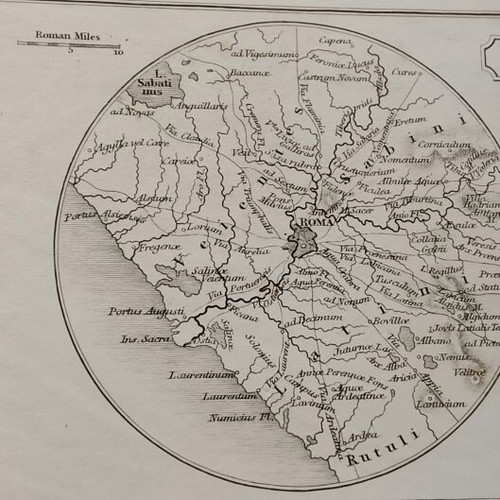 1826 Lithograph Map of Ancient Athens, Rome, Syracuse used, 27x21cm