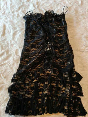 Evening lace dress new, strapless, short, black and beige, size S