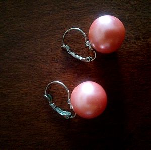 Σκουλαρίκια ροζέ ακρυλικής πέρλας (Φο μπιζού, faux bijoux)