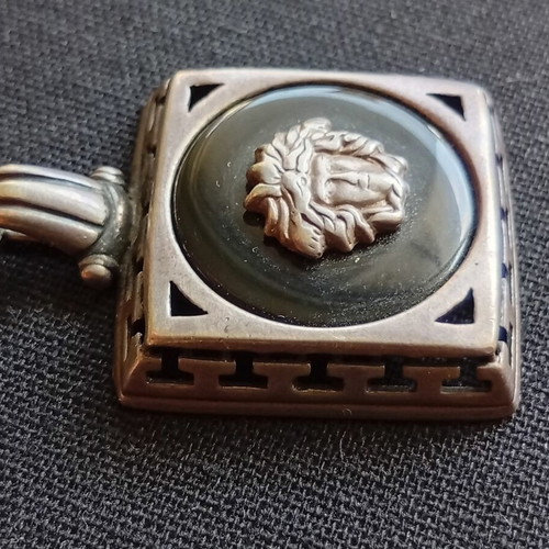 Versace 925 silver pendant with onyx, used