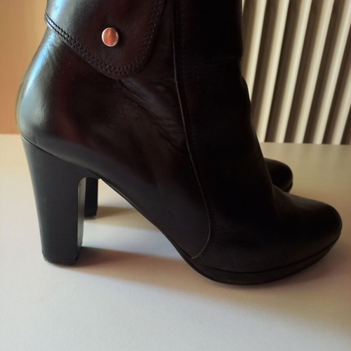 Tsakiris Mallas black ankle boots size 38, 10cm heel