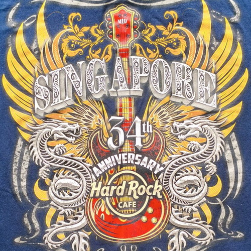 Hard Rock Cafe Singapore T-shirt 34th Anniversary size M like new, multicolor cotton