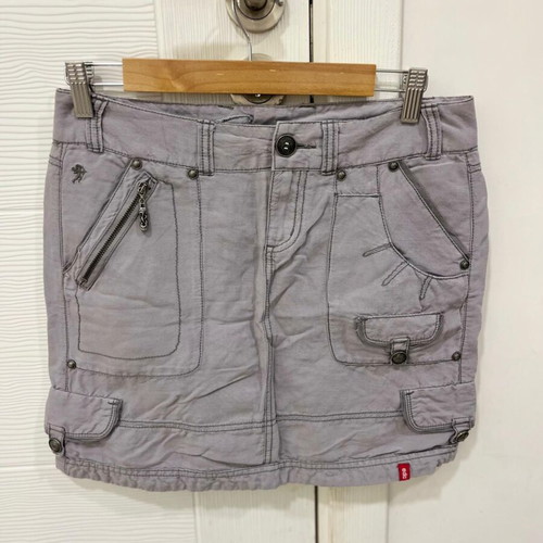 Y2K Mini Denim Cargo Skirt by EDC Esprit used, pale purple, size EU32