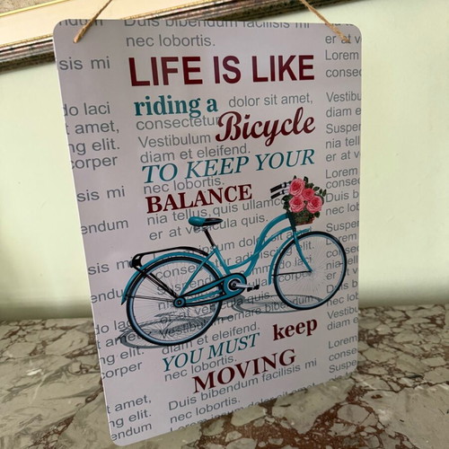 Decorative Wall Art with Bicycle and Inspirational Message like new
