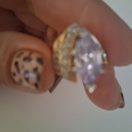 Vintage Atelier statement ring No52 like new, lilac marquise stone
