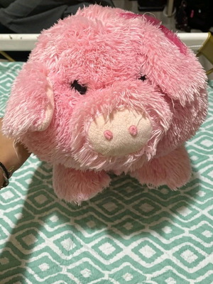 Stuffed pig doll used, pink, large children's toy
