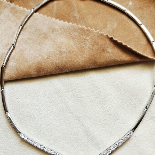 925 Silver Necklace, platinum plated, impressive design