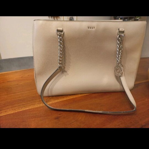 DKNY shoulder bag used, gray saffiano leather