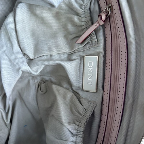 DKNY handbag like new, beige and brown leather with metal studs