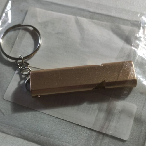 Survival Whistle New Aluminum Alloy Gold With Keyring