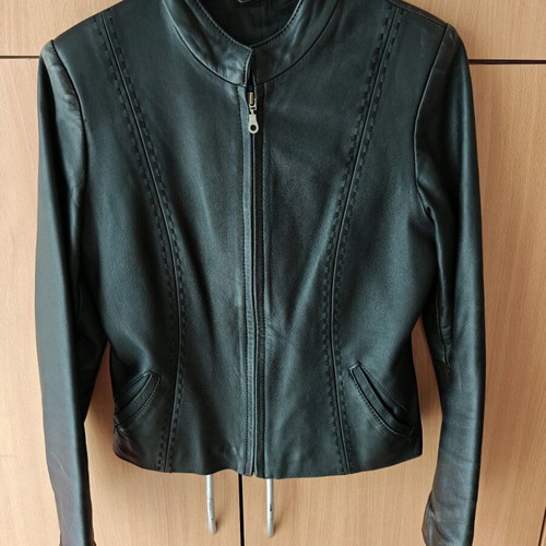 Leather jacket black used, size M