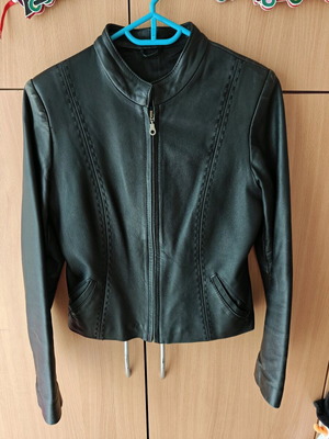 Leather jacket black used, size M