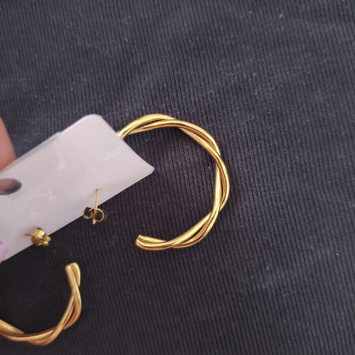 Gold Hoop Earrings braided stainless steel new