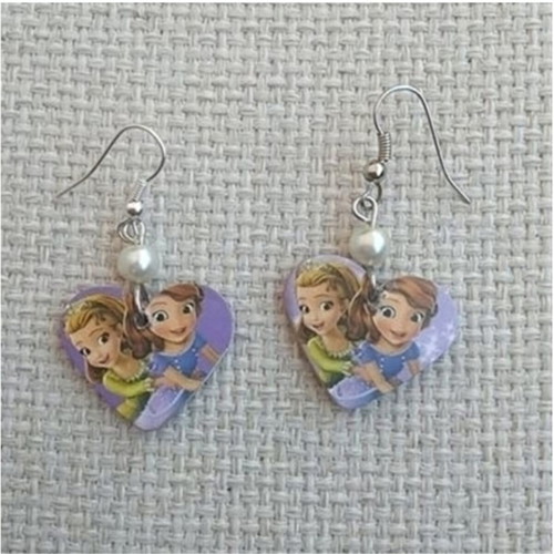 Handmade Princess Sofia Heart Earrings purple